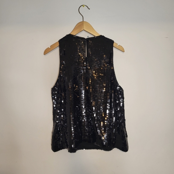 J. Crew Women's Black Sleeveless Polyester Glitter Sequin Shell Top Size Medium - Picture 8 of 8